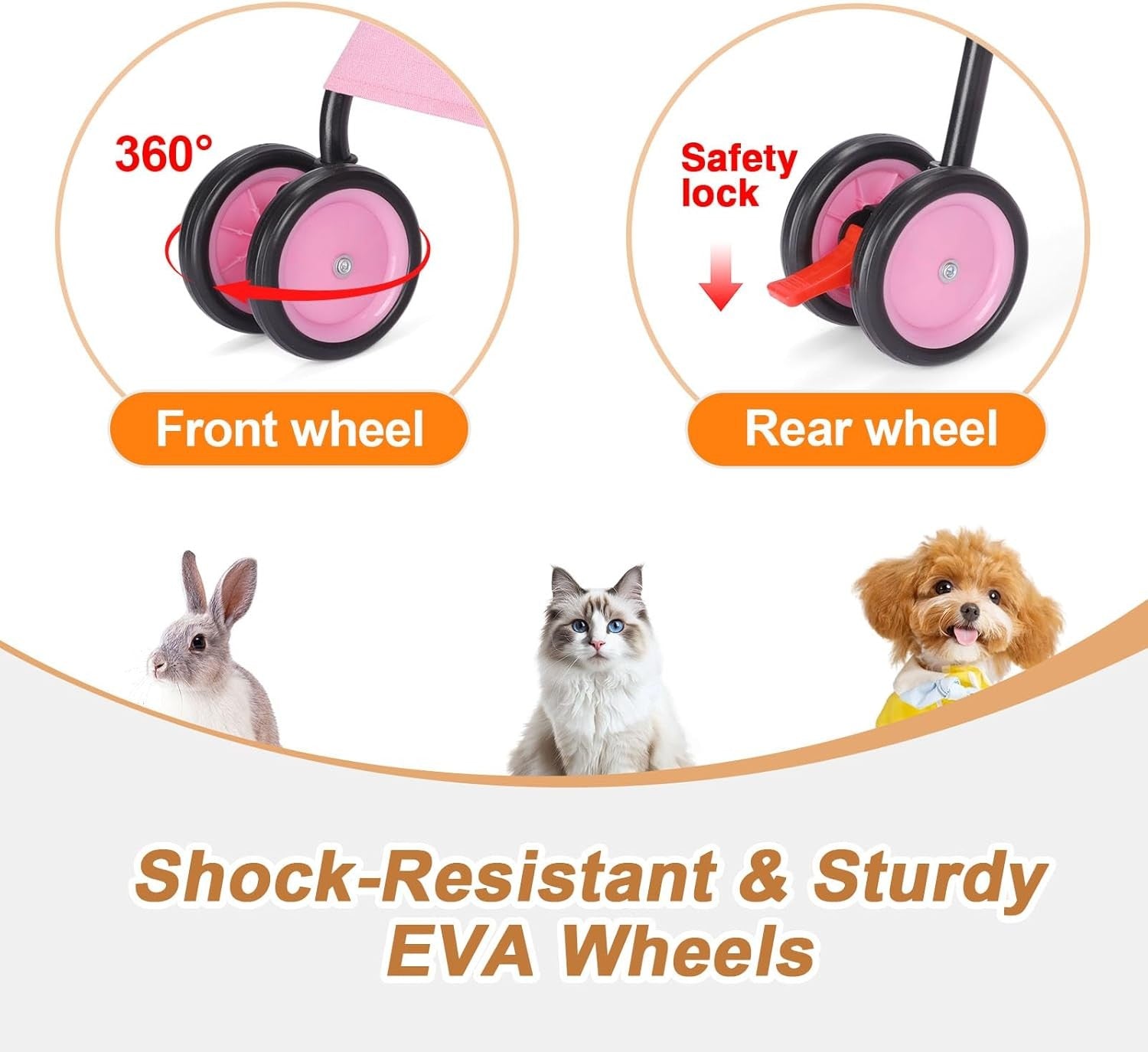 3 in 1 Pet Stroller Folding Dog Cat Pushchair 4 Wheel Travel Pram
