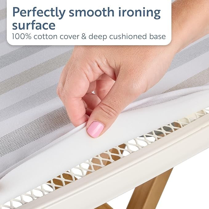 Extra Wide Ironing Board 130x47cm Adjustable Height Wooden Frame Foldable