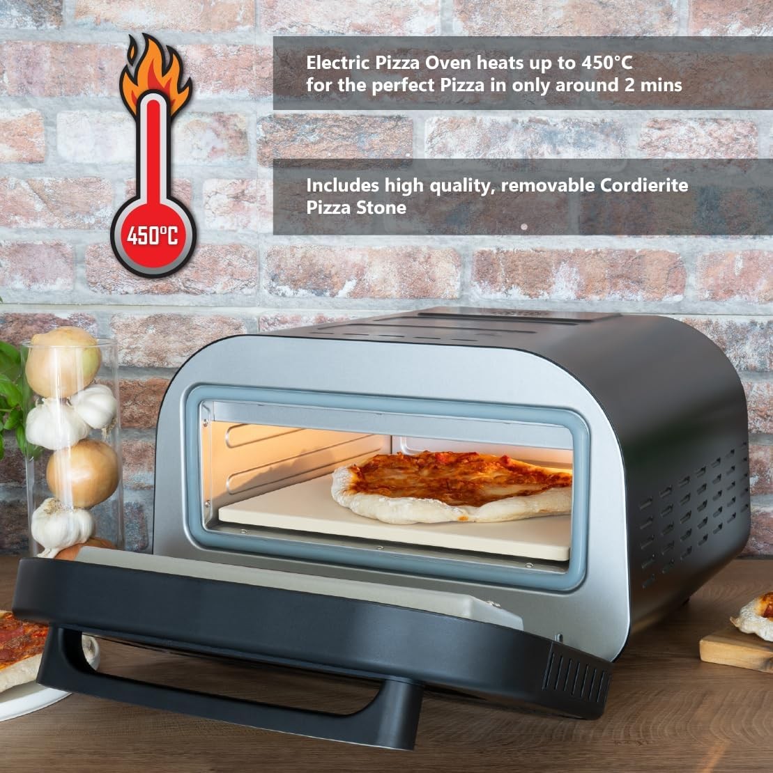 Indoor Electric Pizza Oven 450°C 32cm Stone Maker Timer LCD Touch Control