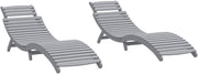 2-Piece Solid Acacia Wood Sun Loungers Foldable Patio Garden Relax Chairs