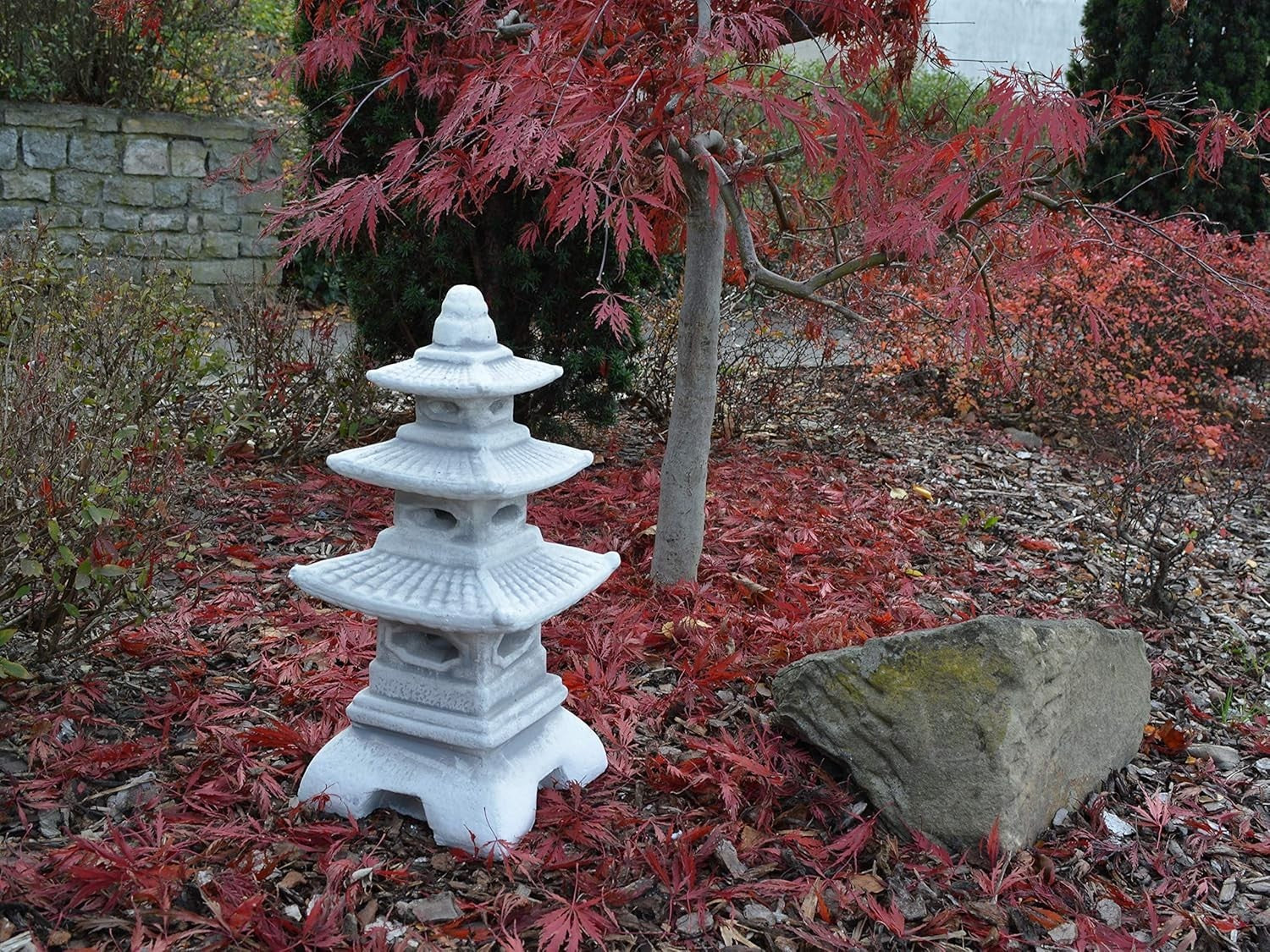 Solid Stone Japanese Lantern 47cm Pagoda Garden Sculpture