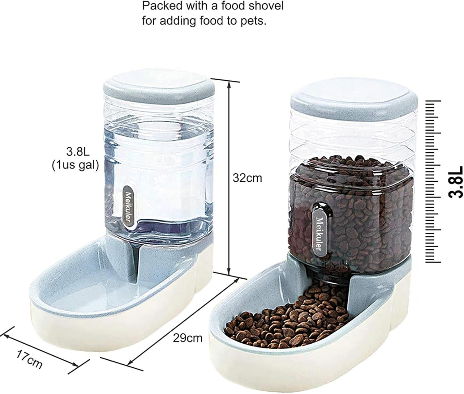 Gravity Pet Feeder Water Dispenser Set 3.8L Food Station for Cats Dogs
