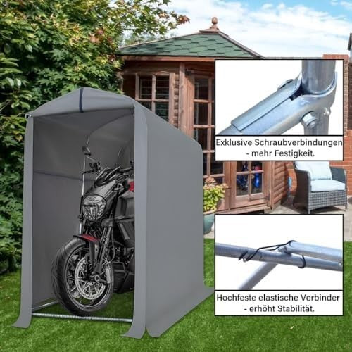 Outdoor Storage Shed Tent Waterproof Bike & Tool Shelter with Steel Frame Grey