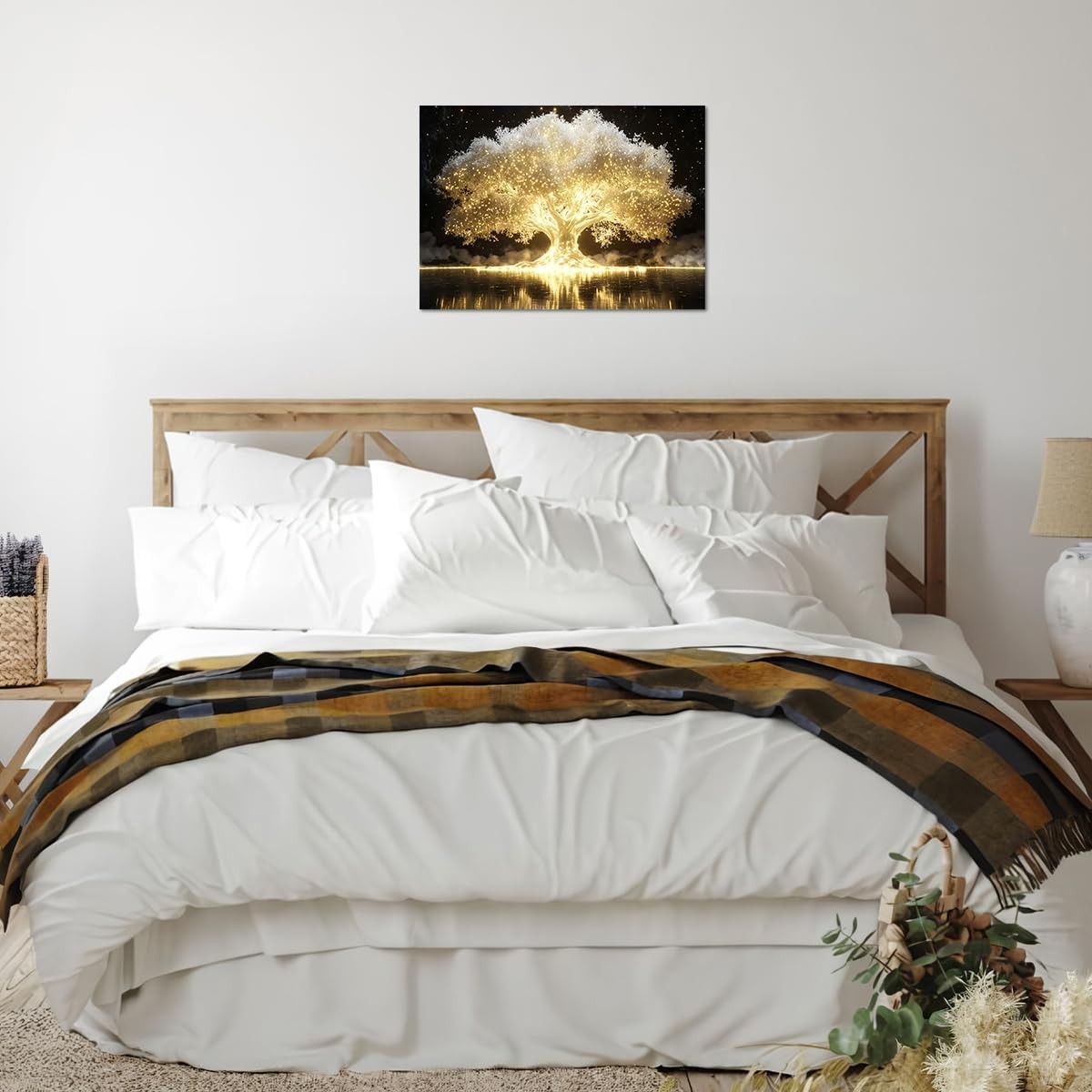 Golden Tree of Life Canvas Wall Art 12x16 Magical Living Room Decor