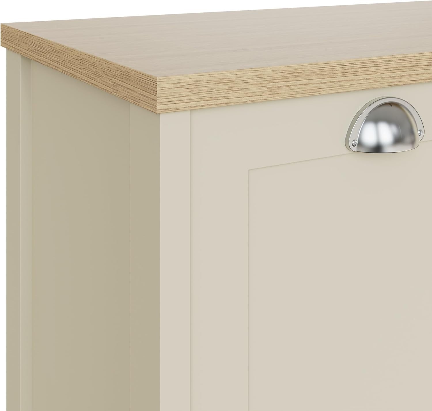 Cream Shoe Storage Cabinet 2 Door Oak Effect Unit with Shelves Hallway
