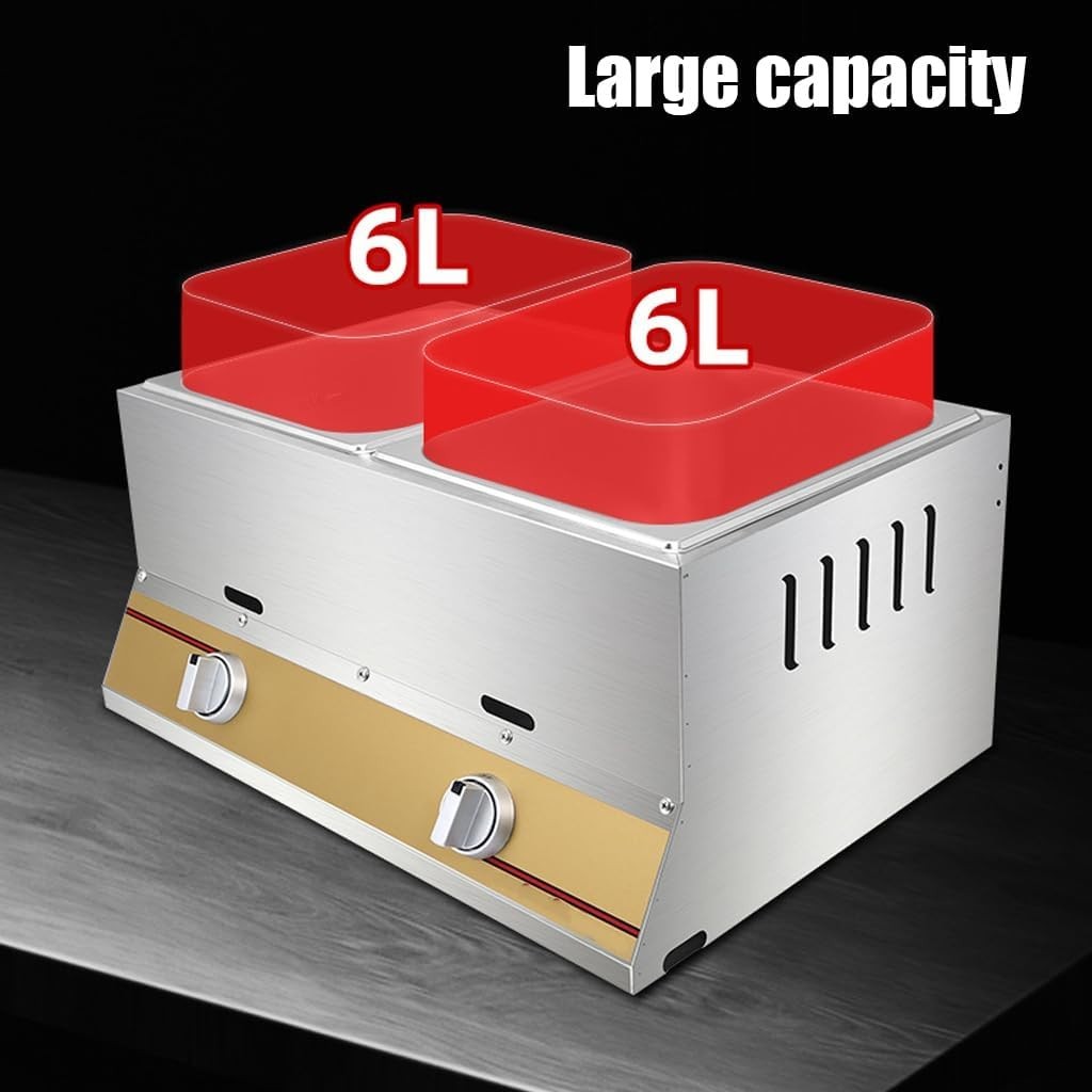 6L Commercial Methane Gas Fryer Stainless Steel Fast Heat Flame Control