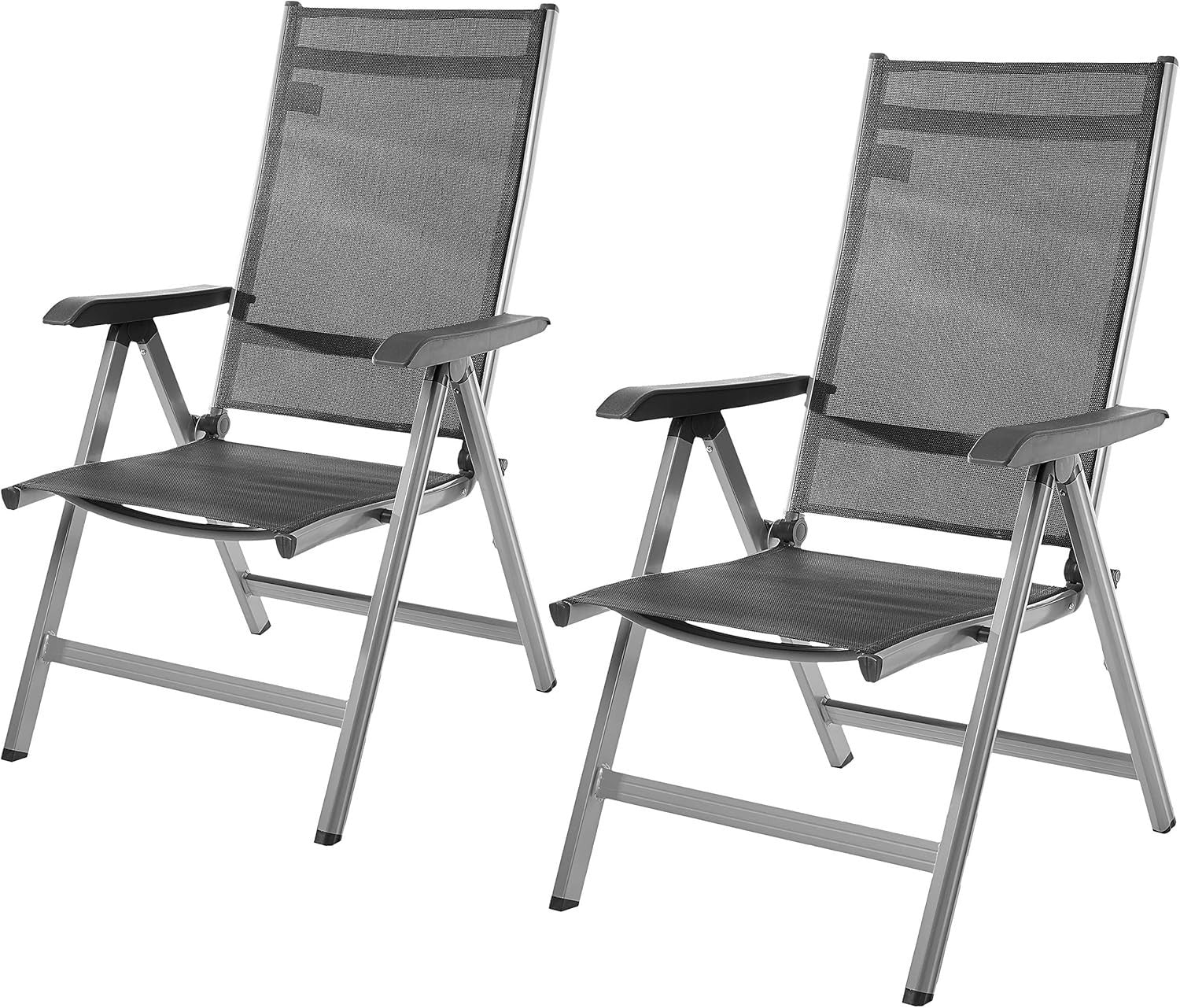 Adjustable Folding Outdoor Camping Chairs Set of 2 Aluminum Patio Garden