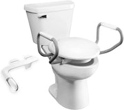 3" Raised Toilet Seat Bundle with Support Arms & Bidet Easy Install White