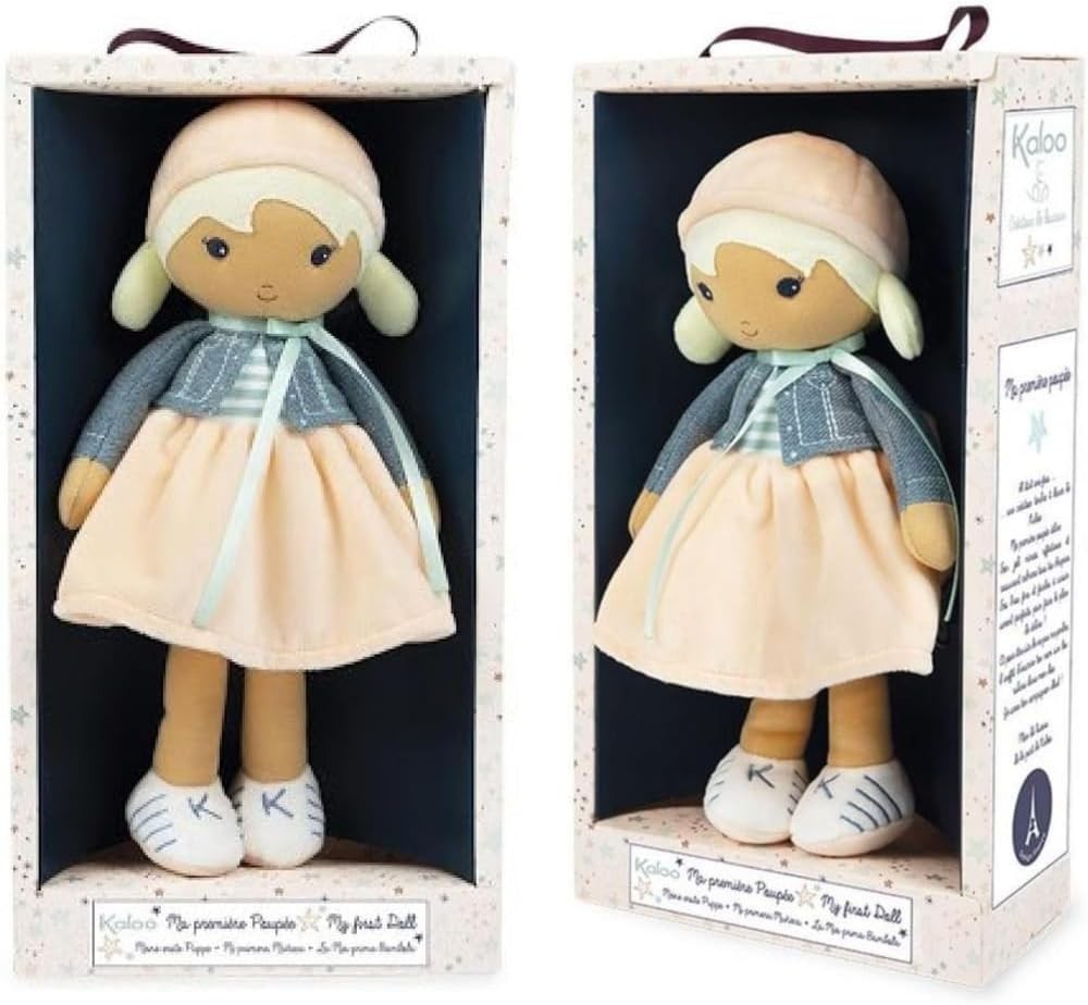 32cm Soft Fabric Baby Doll Modern Style Cuddly First Doll Name Ribbon Gift