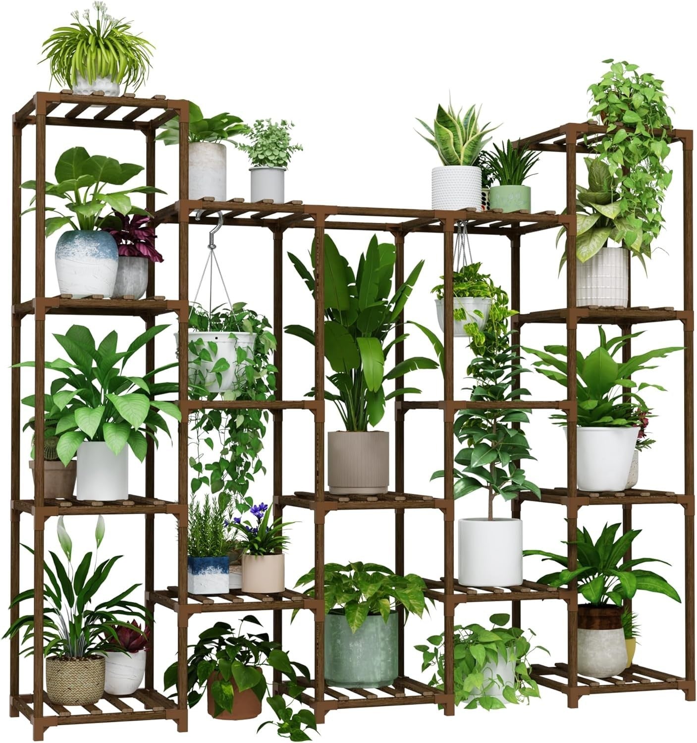 Tier Large Wooden Plant Stand, Multi-Level Indoor Outdoor Flower Shelf