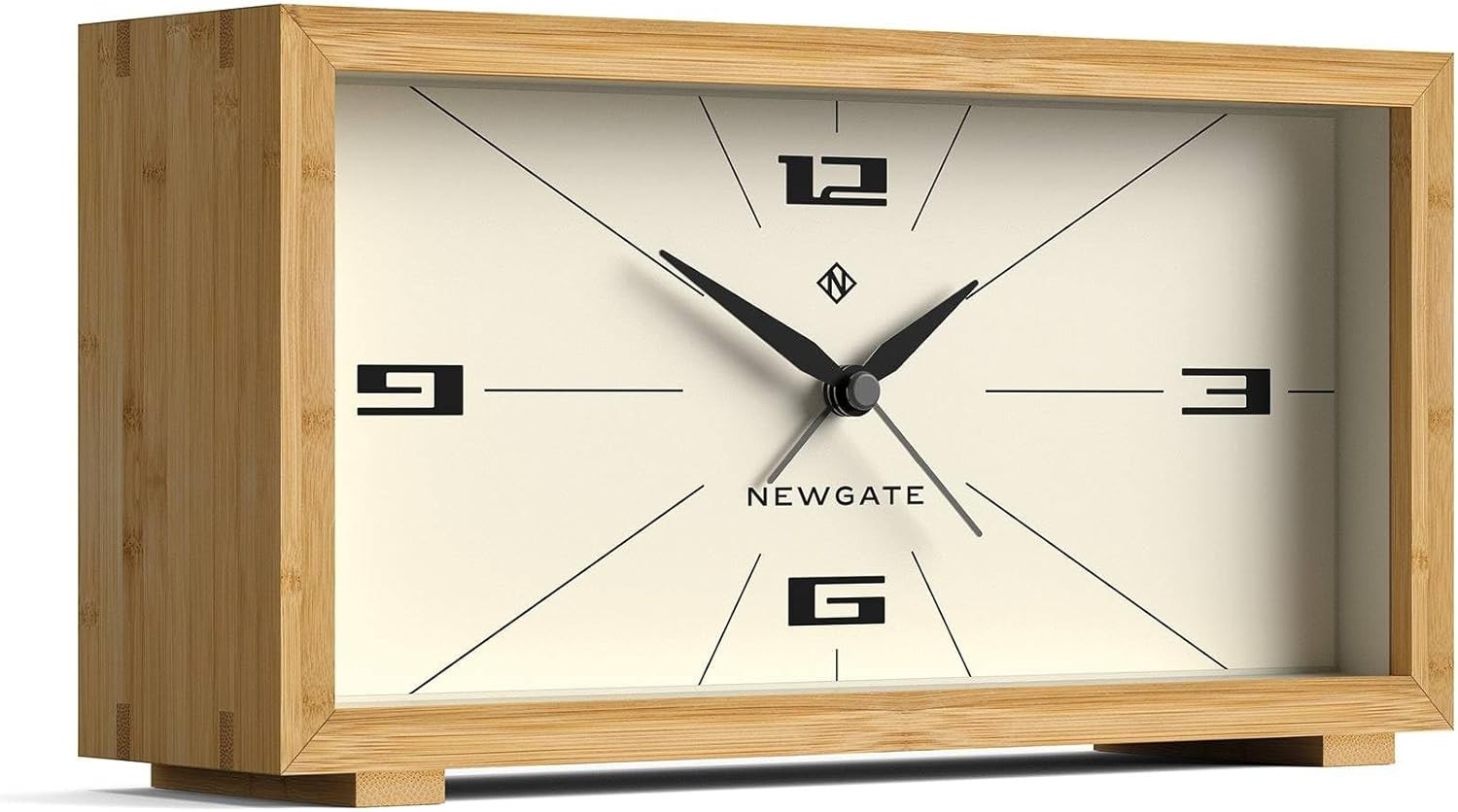 Silent Analogue Alarm Clock Bamboo Case Modern Bedside Desk Clock