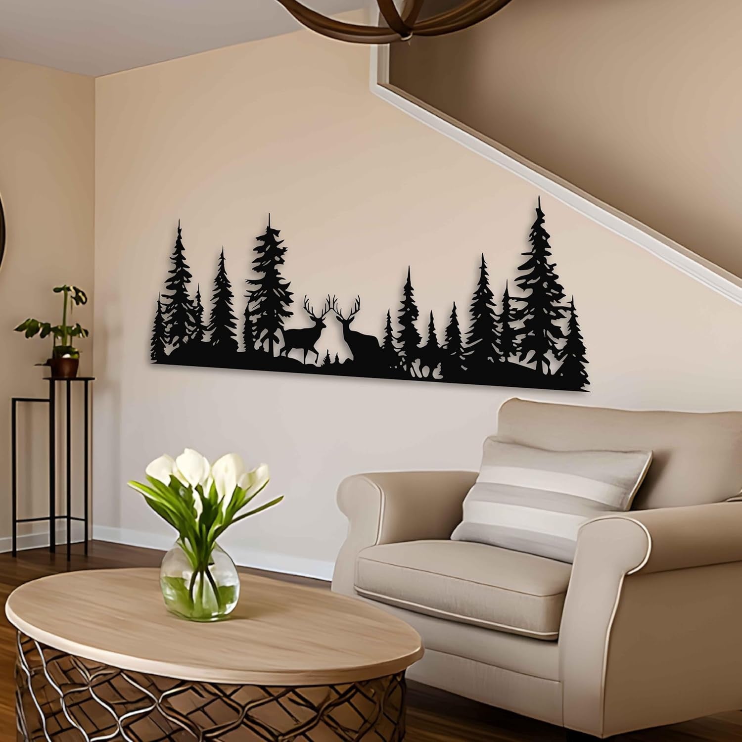 Deer Forest Metal Wall Art Trees Wildlife Farmhouse Decor