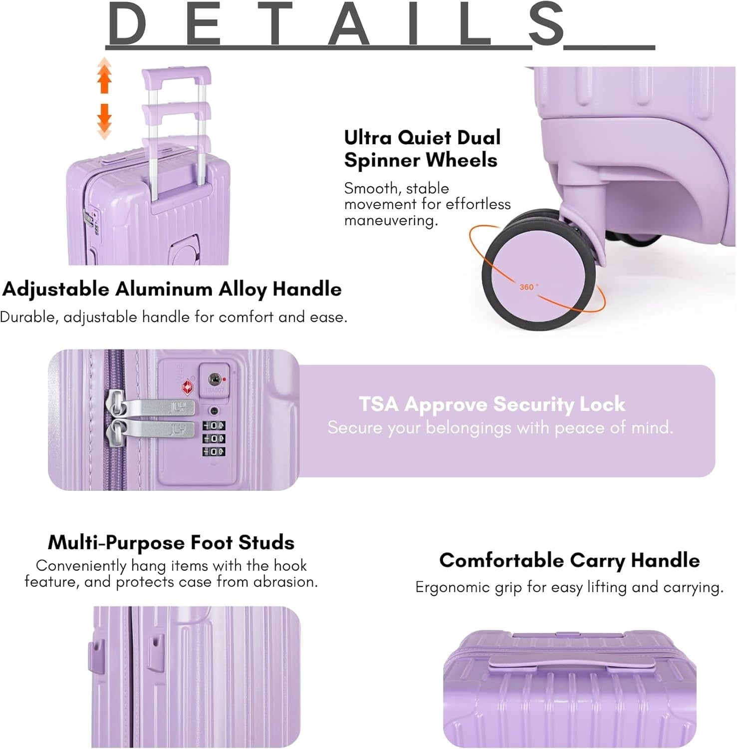 Medium Check In Suitcase Hard Shell TSA Lock Spinner Luggage Cup Holder
