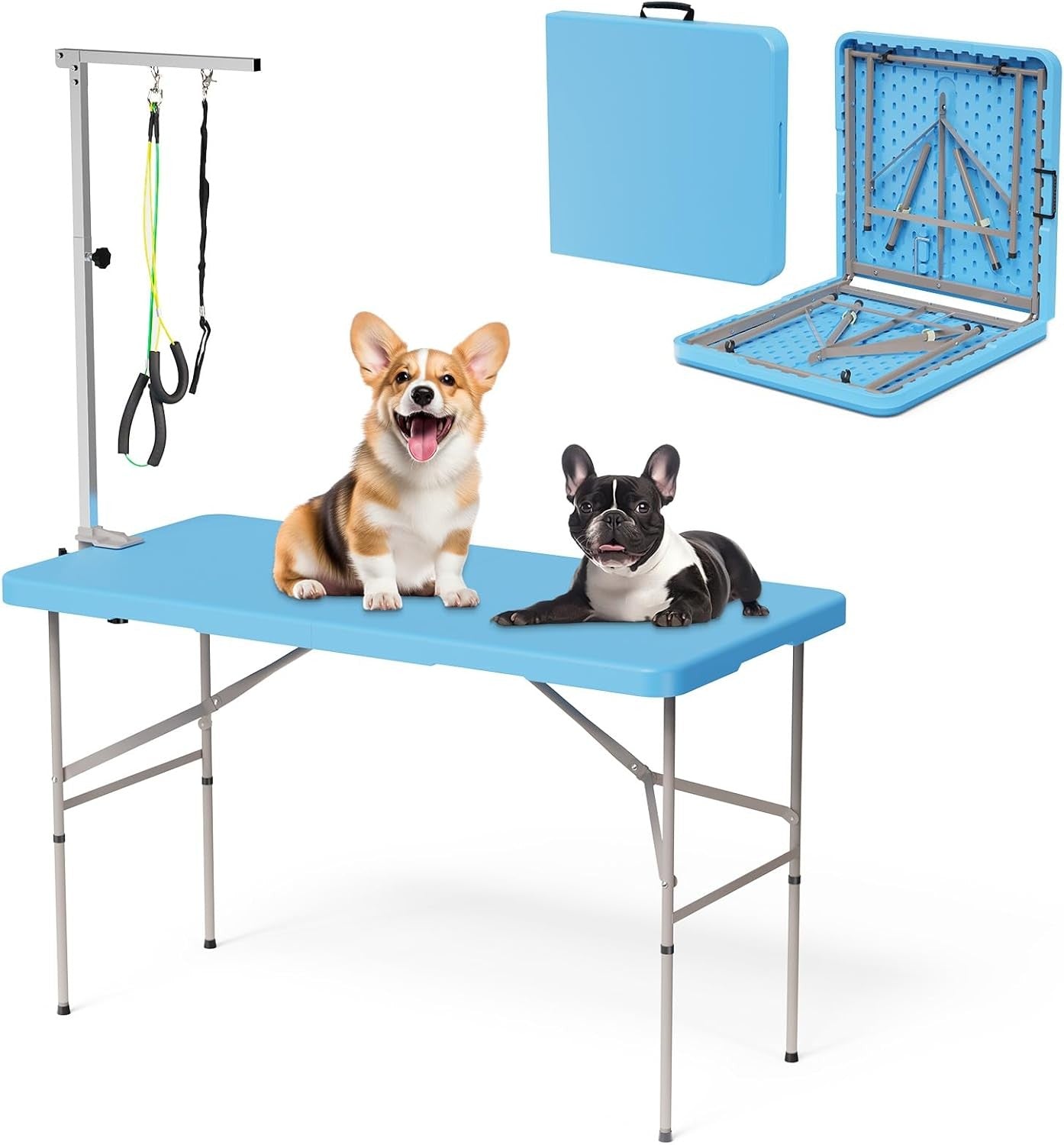 Dog Grooming Table 46'' Foldable Heavy Duty Non Slip Adjustable Arm Large Dogs