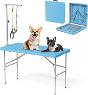 Dog Grooming Table 46'' Foldable Heavy Duty Non Slip Adjustable Arm Large Dogs