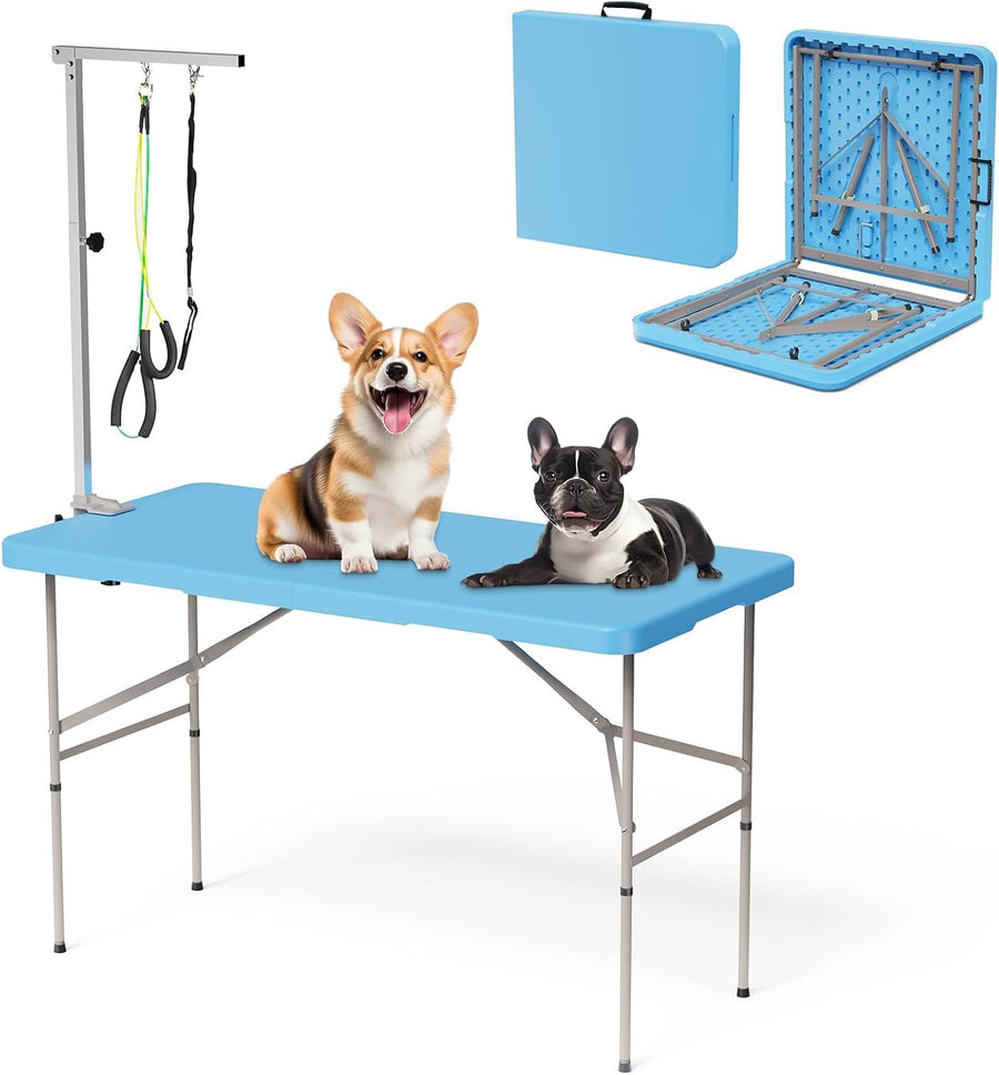 Dog Grooming Table 46'' Foldable Heavy Duty Non Slip Adjustable Arm Large Dogs