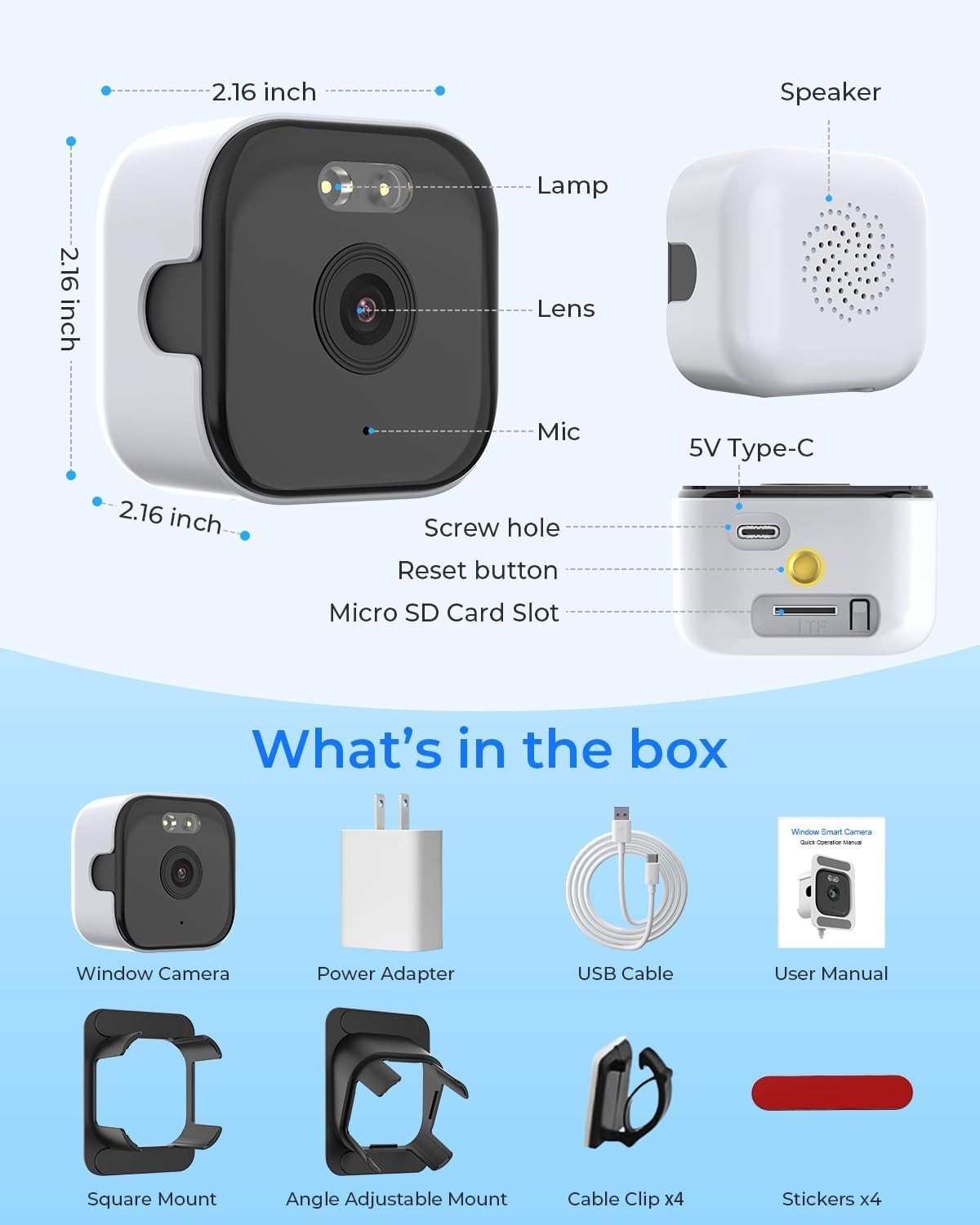 2K Window Security Camera WiFi 5GHz AI Color Night Vision 24/7