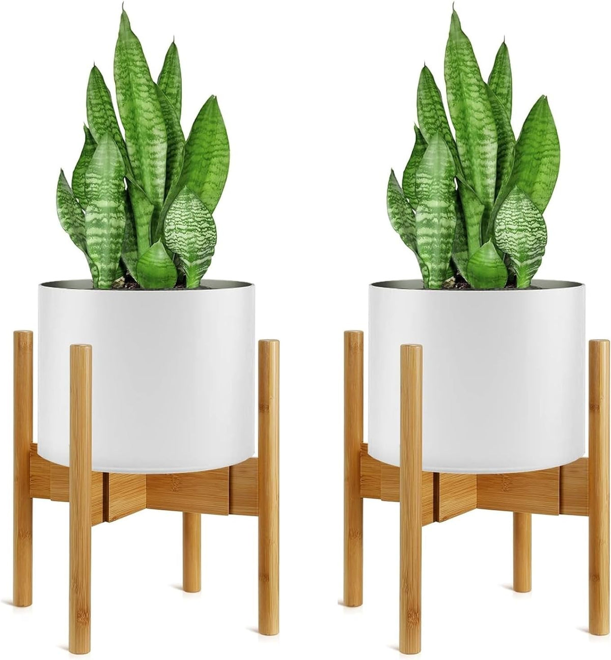 2 Set Adjustable Bamboo Plant Stand | Expandable Indoor Outdoor Flower Pot Holde