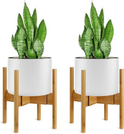 2 Set Adjustable Bamboo Plant Stand | Expandable Indoor Outdoor Flower Pot Holde