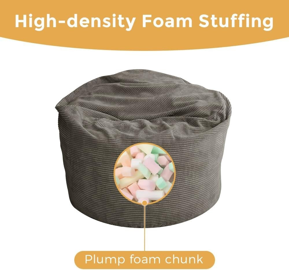 Convertible Bean Bag Bed Sofa Chair Double King Size Corduroy Charcoal