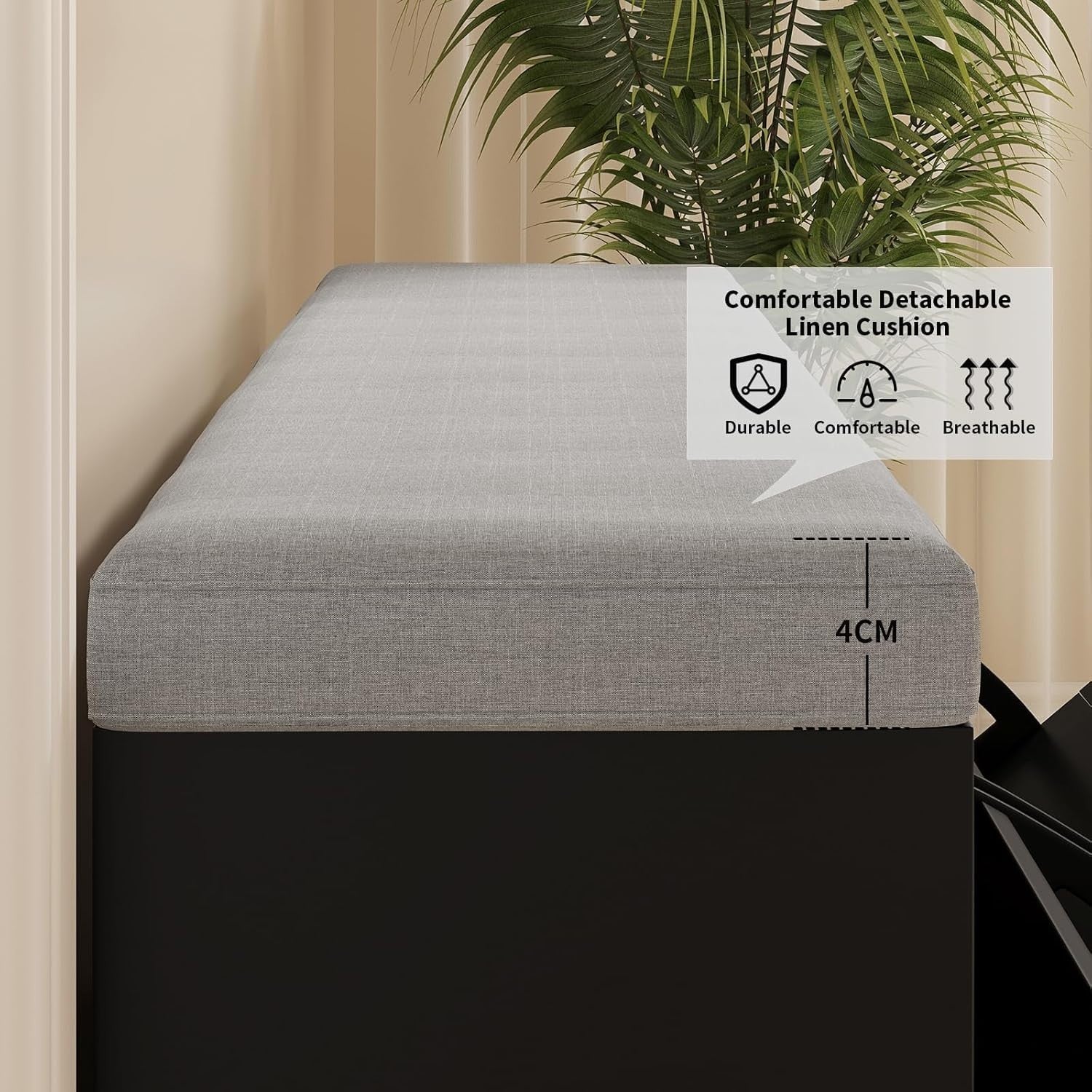 Black Flip Drawer Shoe Storage Bench with Padded Seat & Adjustable Shelves