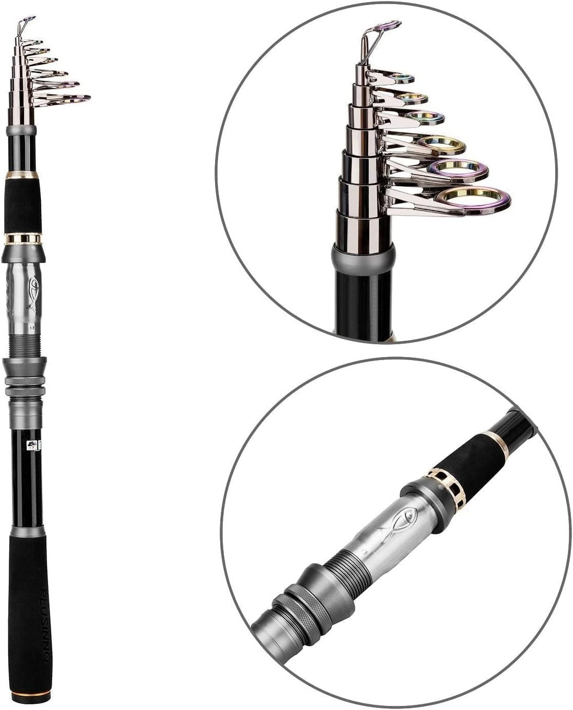 Telescopic Fishing Rod 2.7M Carbon Fiber Travel Rod Portable Spinning