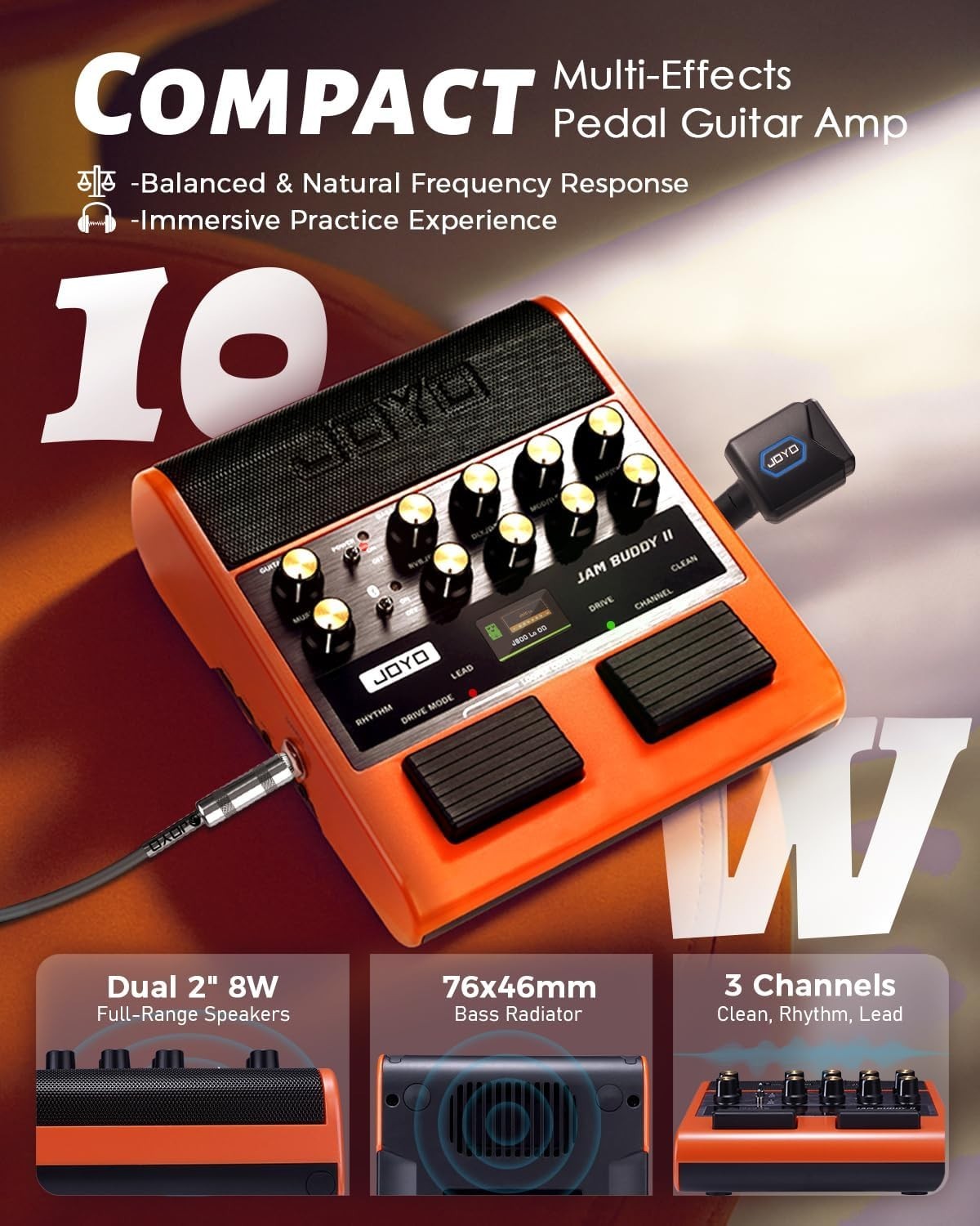 Portable Guitar Amp 10W Multi Effects Bluetooth Looper Drum