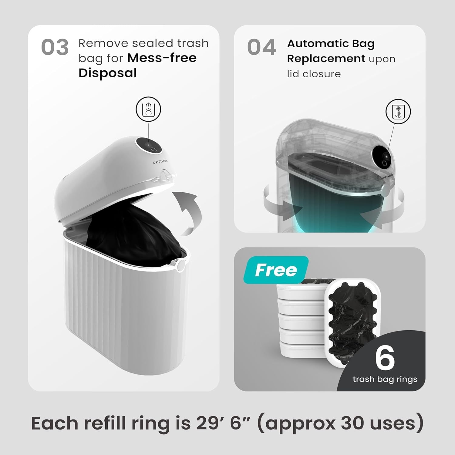Touchless Trash Can Motion Sensor 2.7 Gallon Self Sealing White