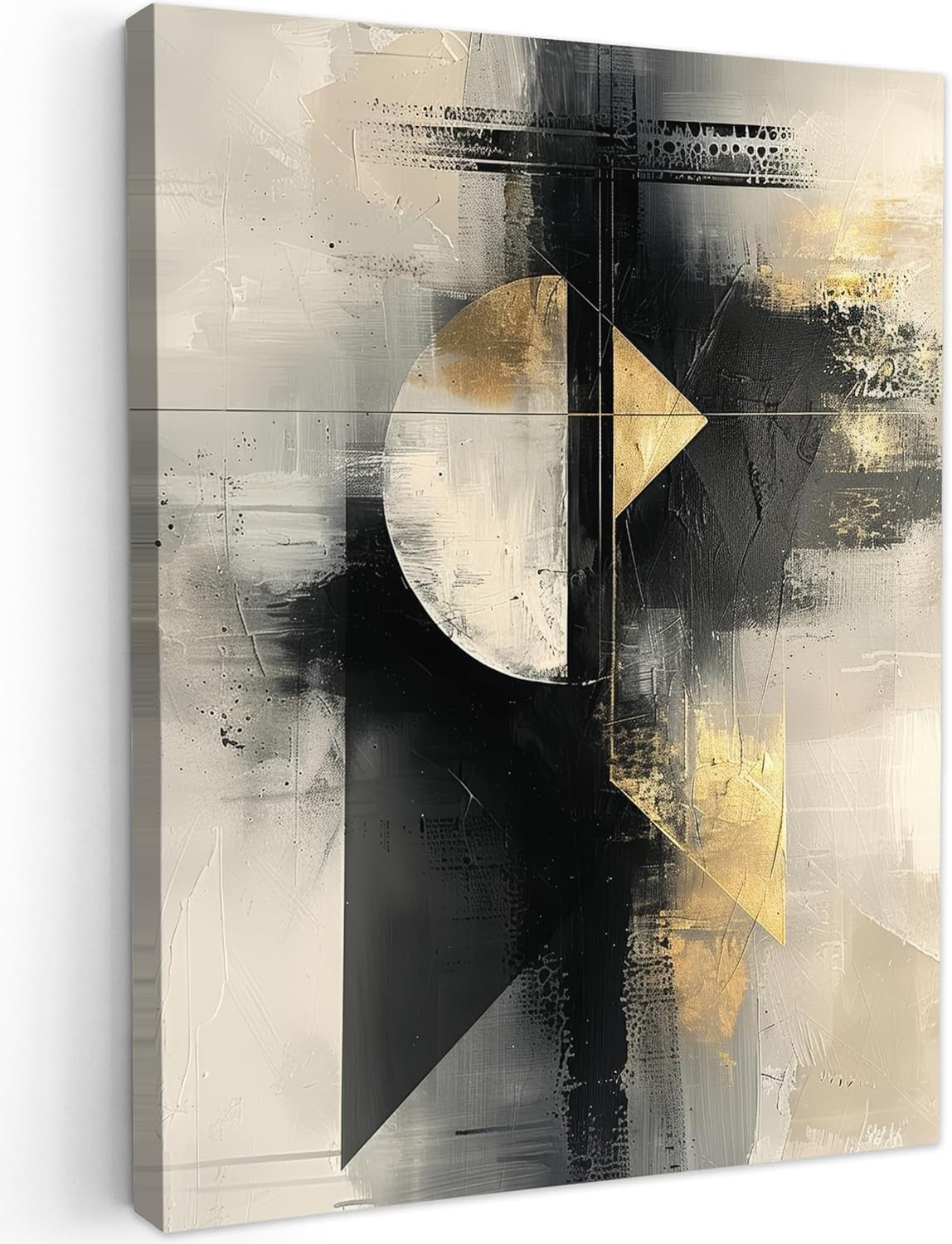 Large Framed Canvas Wall Art 50x70cm Gold Black Luxury Abstract