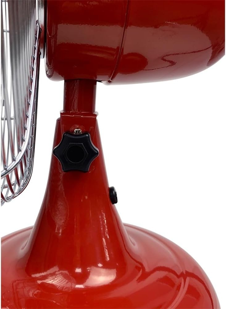 12" Retro Metal Table Fan – 3-Speed Tilt Oscillating Air Circulator Crimson Red