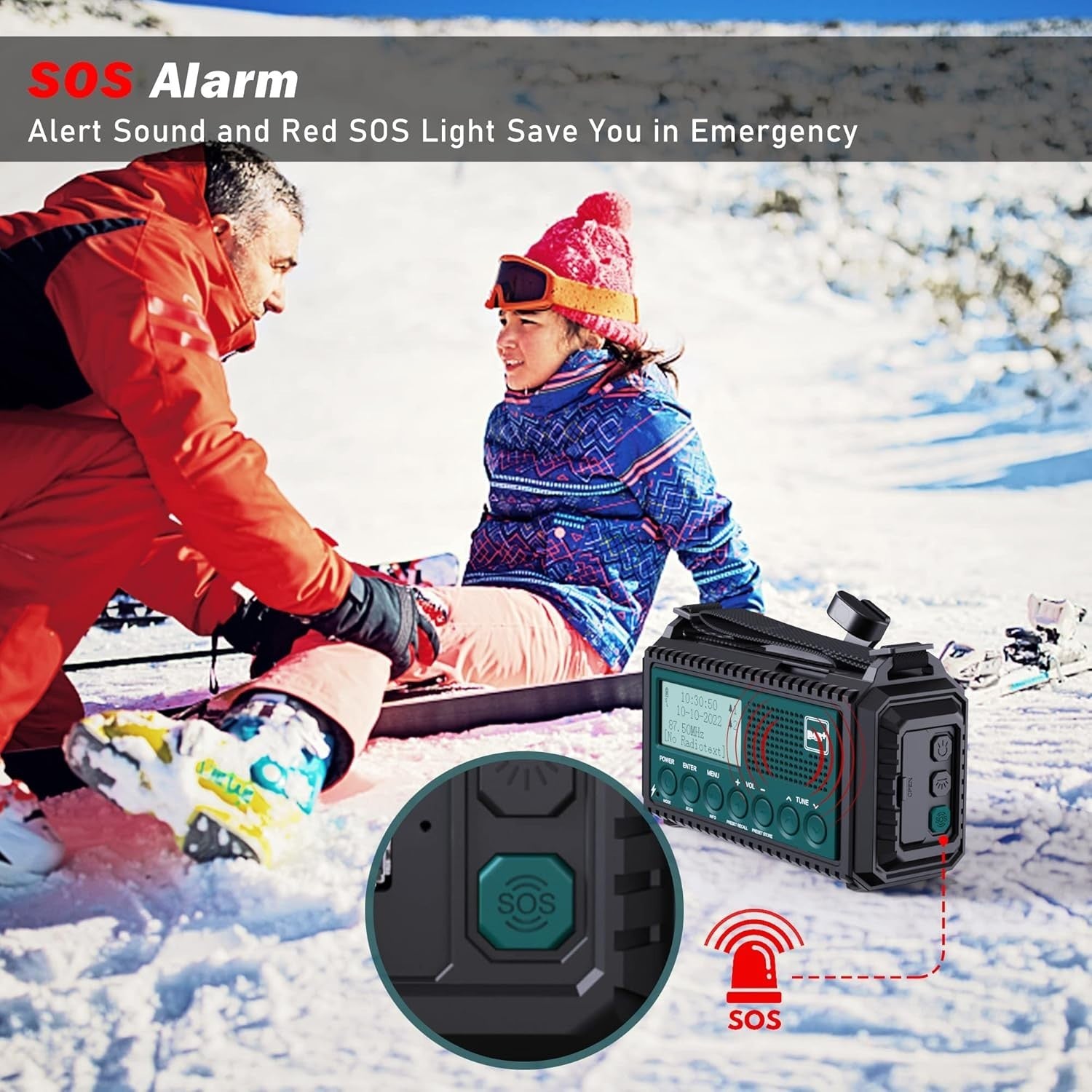 DAB+ FM Emergency Radio Solar Hand Crank 5000mAh Power Bank