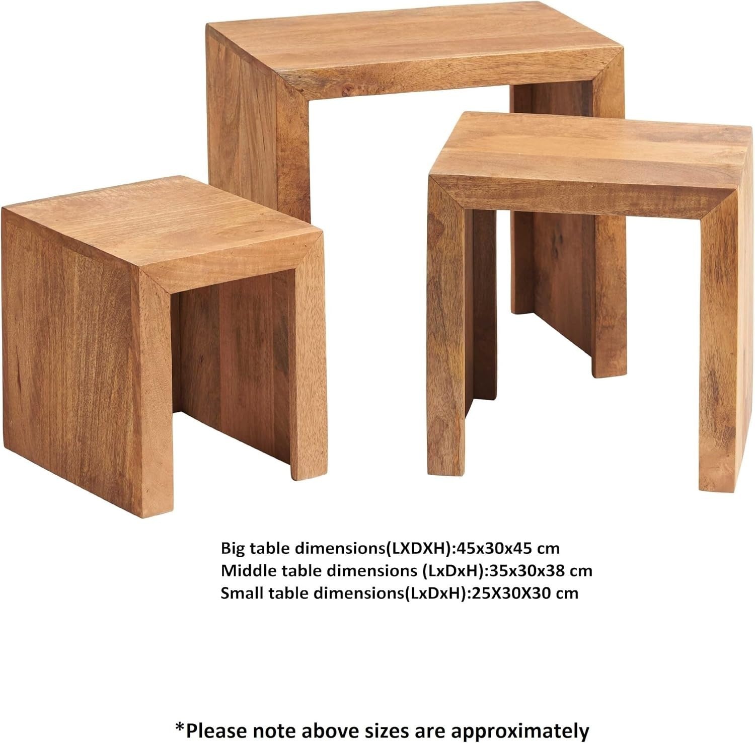 Nest of 3 Coffee Side Tables Wood Brown | Living Room Furniture End Accent Set