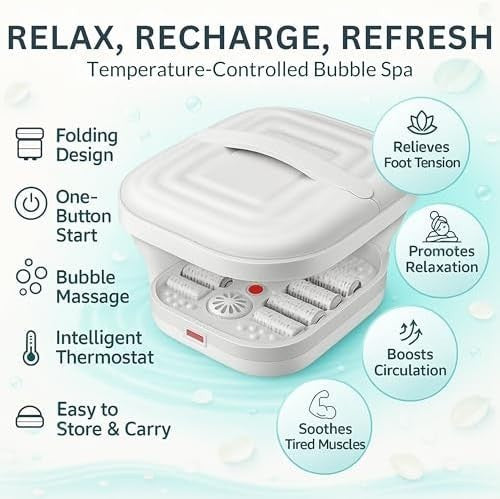 LED Foot Spa Massager Shiatsu Rollers Heat Therapy Medicine Box Relax