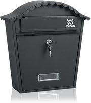 Wall Mounted Waterproof Mailbox Outdoor Steel Post Box Lockable Secure Parcel