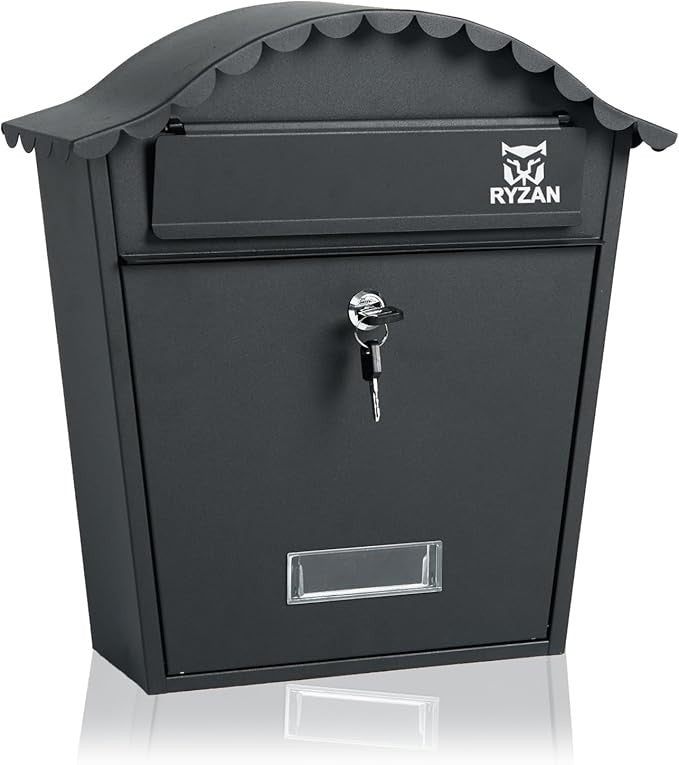 Wall Mounted Waterproof Mailbox Outdoor Steel Post Box Lockable Secure Parcel