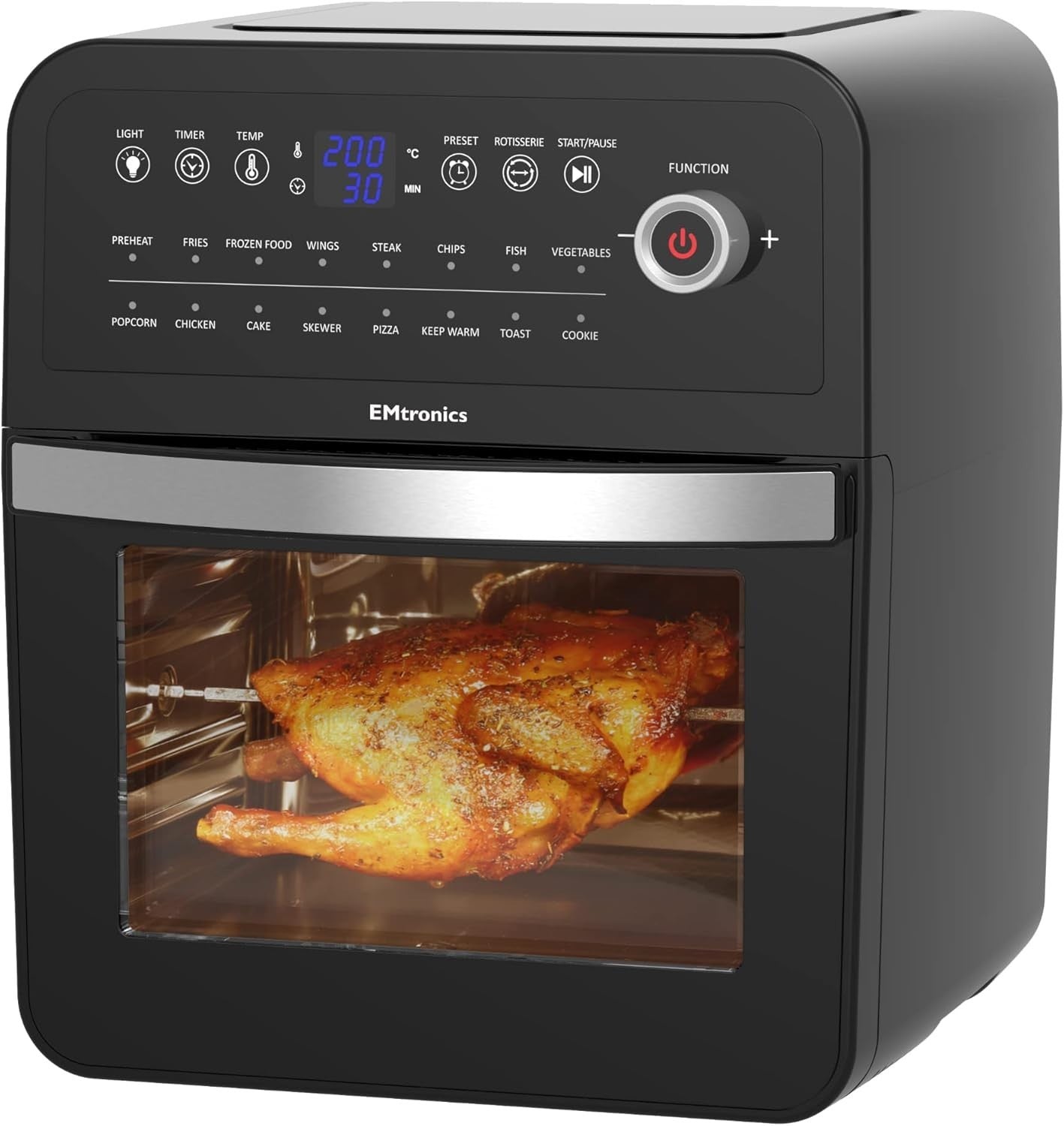 12L Air Fryer Oven Rotisserie Grill | 16 Presets | Healthy Oil-Free Cooking Blac
