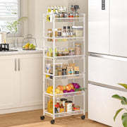 6 Tier Slim Storage Cart Rolling Narrow Shelf Kitchen Bathroom Rack