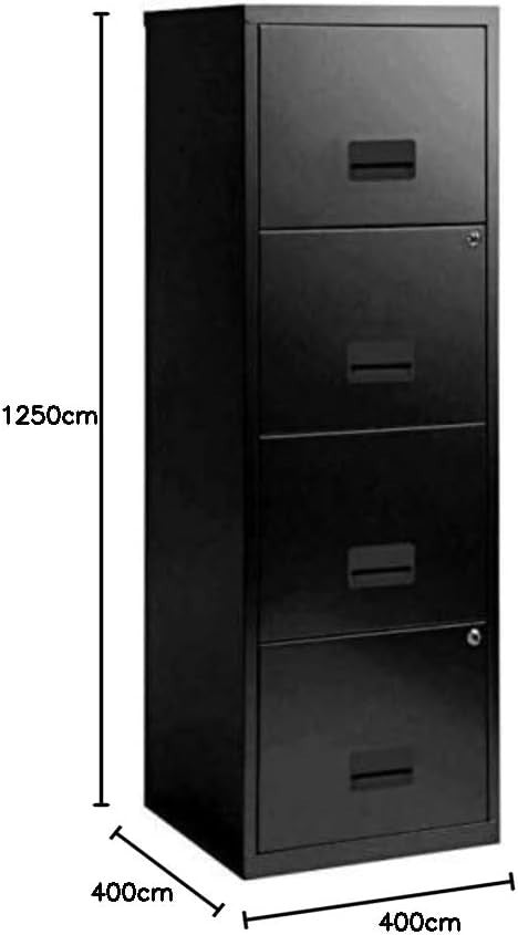 Black A4 Filing Cabinet 4 Drawer 125cm Steel Office Storage