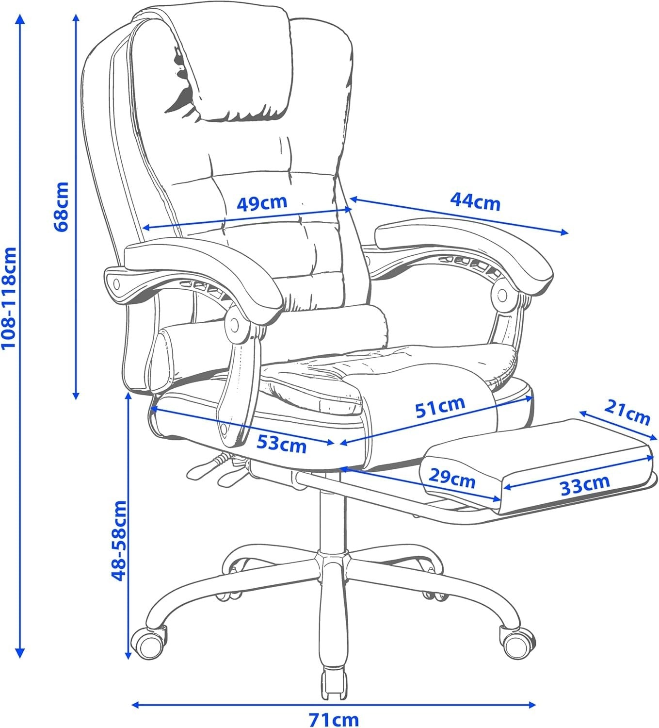 Executive Ergonomic Office Chair Reclining Footrest Swivel Desk Computer Seat Gr