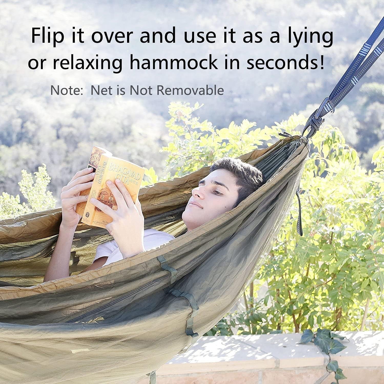 Camping Hammock with Net Double Size ✅ 2x10ft Straps 🌟 272kg Max Load