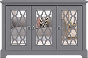 3-Door Cool Grey Sideboard Cabinet Adjustable Shelves Storage Cupboard Modern