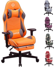 Ergonomic Gaming Chair Recliner w Footrest Lumbar Support Orange