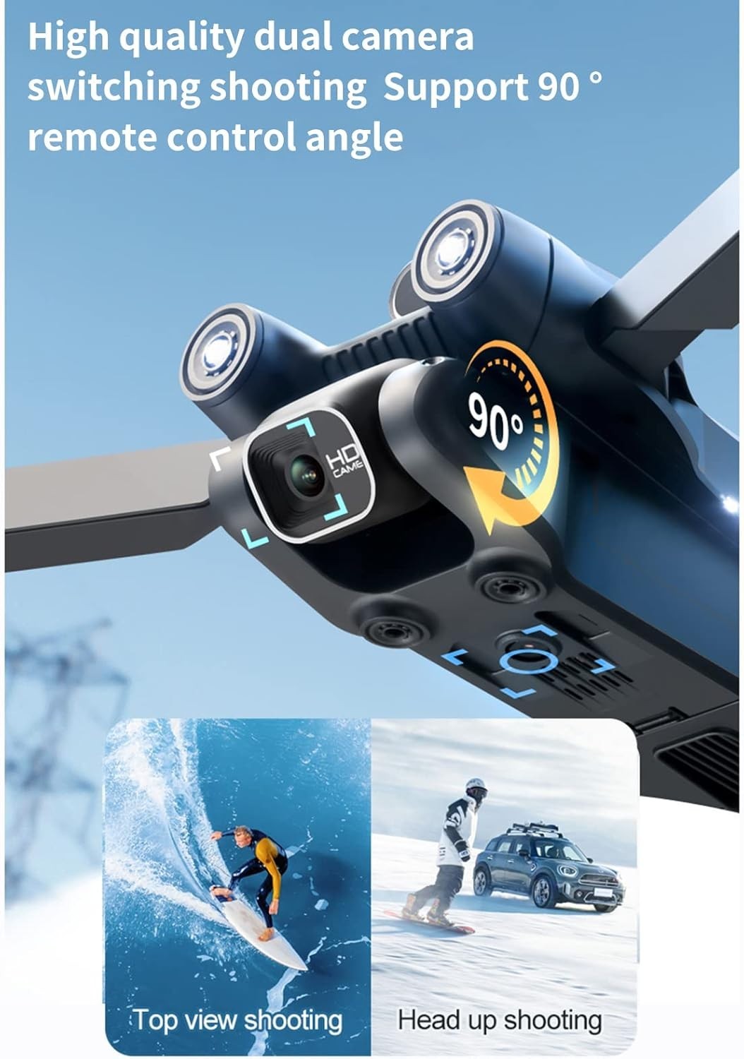4K Dual Camera Drone with EIS, Obstacle Avoidance, Foldable Quadcopter 2 Battery