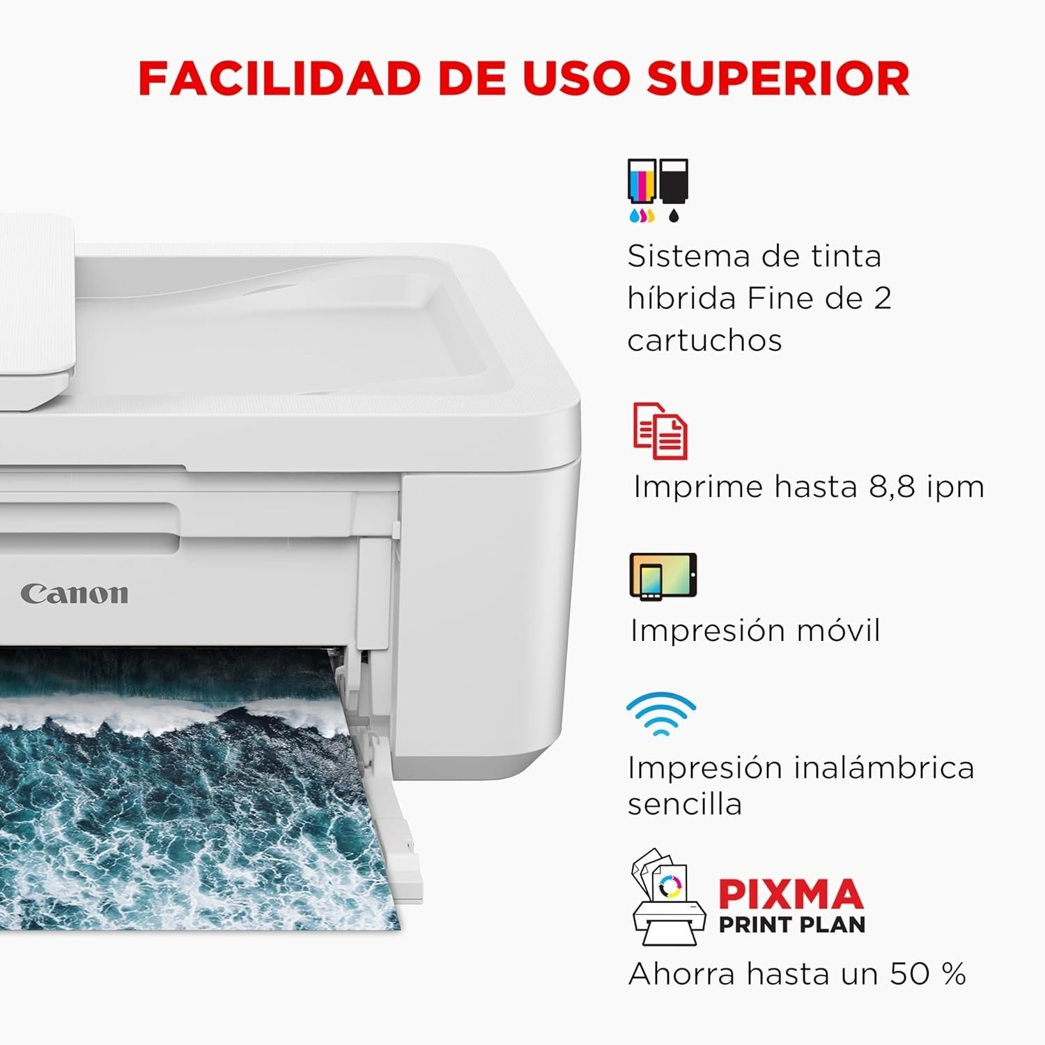 4-in-1 Wireless Printer White | Print Scan Copy Fax ADF Borderless Photos