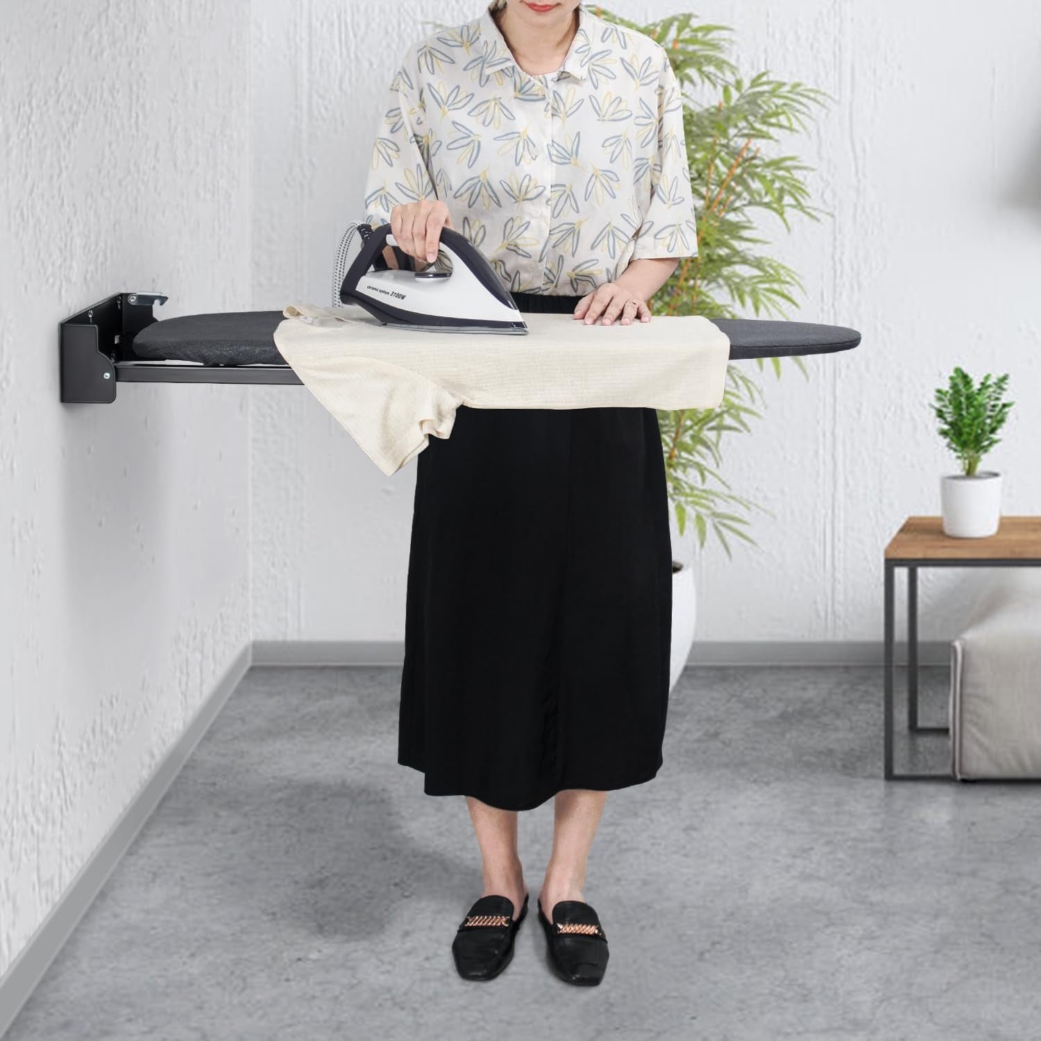 Wall Mounted Folding Ironing Board Cabinet Space Saving Fold Down Design