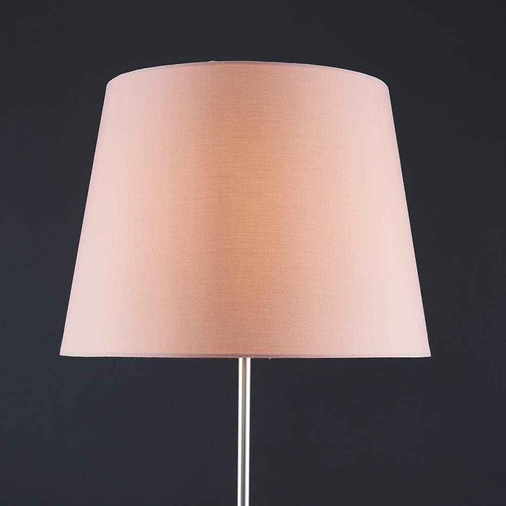 Modern Chrome Floor Lamp Large Pink Tapered Shade LED Standing Light Home Decor