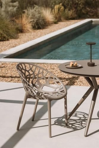 Set of 6 Stackable Plastic Dining Chairs Indoor Outdoor Garden Kitchen