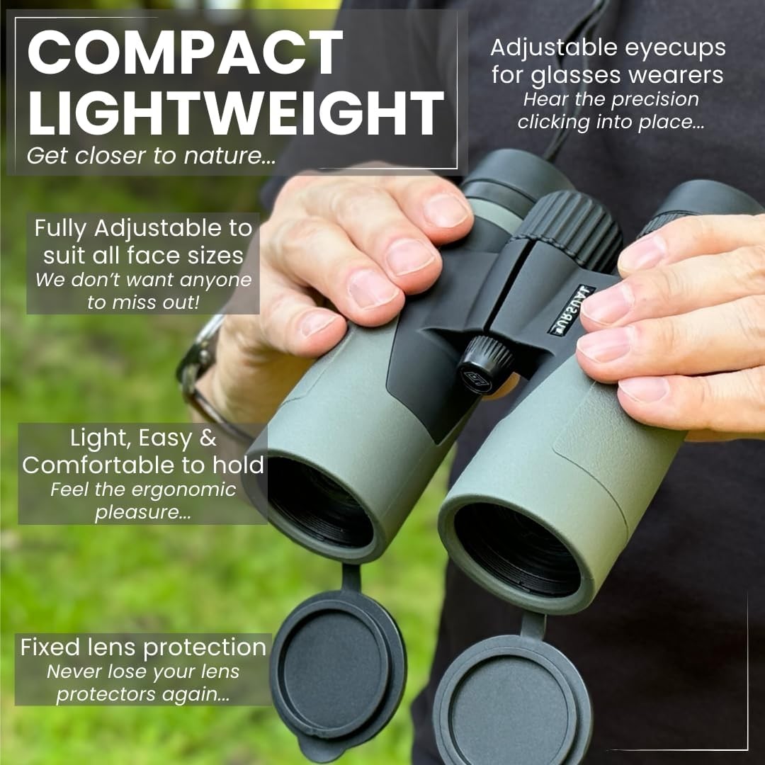 10x42 High Power Waterproof Binoculars Lightweight Clear Bright Outdoor Viewing