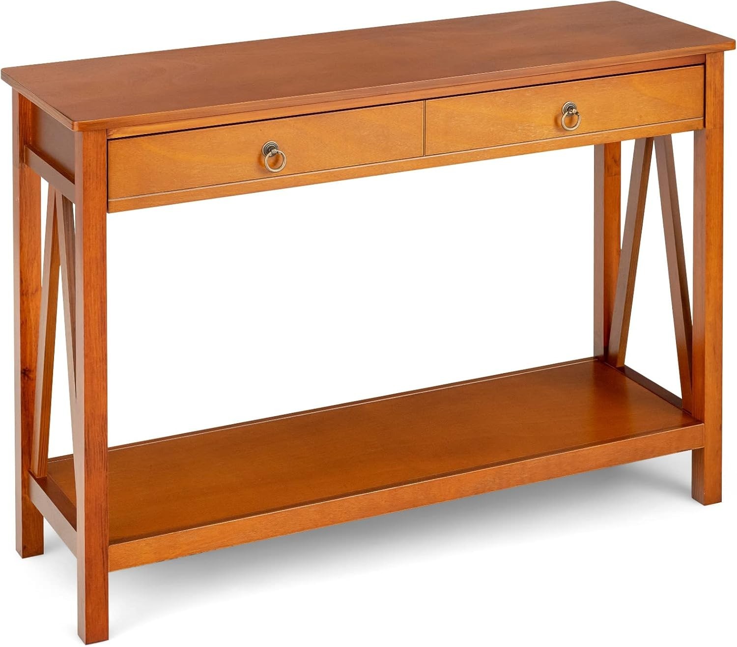 Wood Console Table with Drawer & Shelf, Slim Entryway Accent Table 78cm
