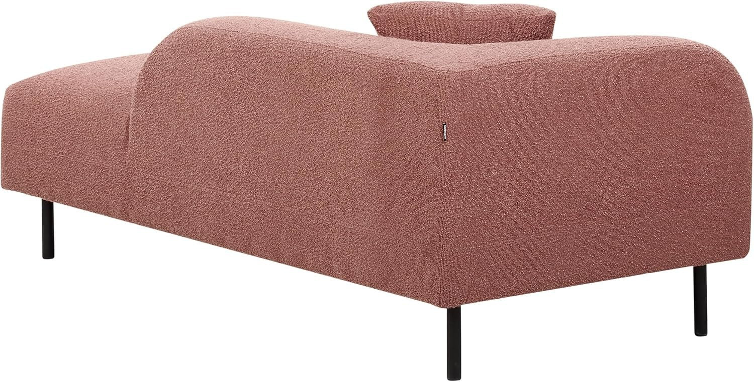 Pink Boucle Left Hand Chaise Lounge | Retro Minimalist Sofa Seat, Metal Legs